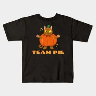 Team Pie Cat Pumpkin Pie Thanksgiving Halloween Kids T-Shirt